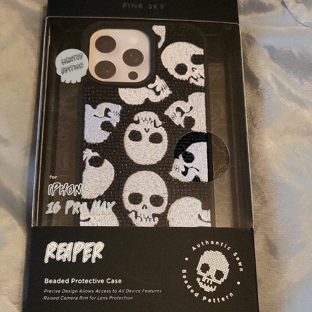 Reaper Black Beaded Protective Case for iPhone 16 Pro Max Bnib TL M Lp